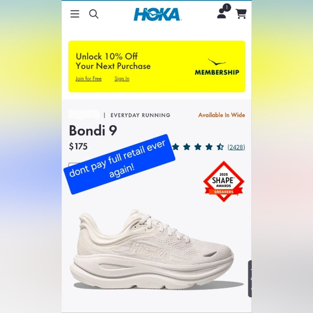 Hoka Bondi One One 9 Triple White ๐ค Women Sneakers HOKA Width B - Picture 7 of 8